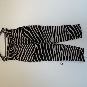 Cropped Zebra pants w/tie belt
